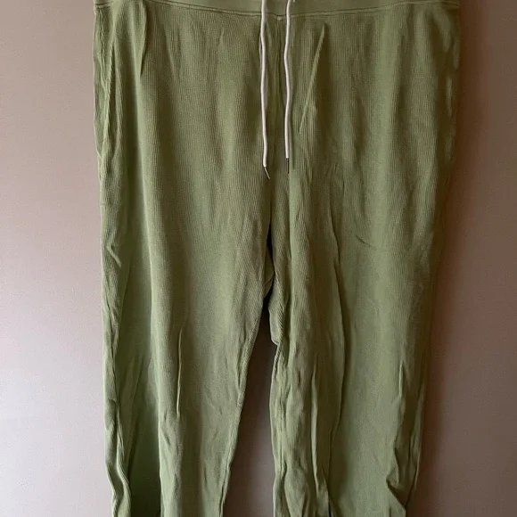 MATE The Label Pants Green Waffle Wide-Leg Crop Pant Organic Cotton 1X - Picture 4 of 10